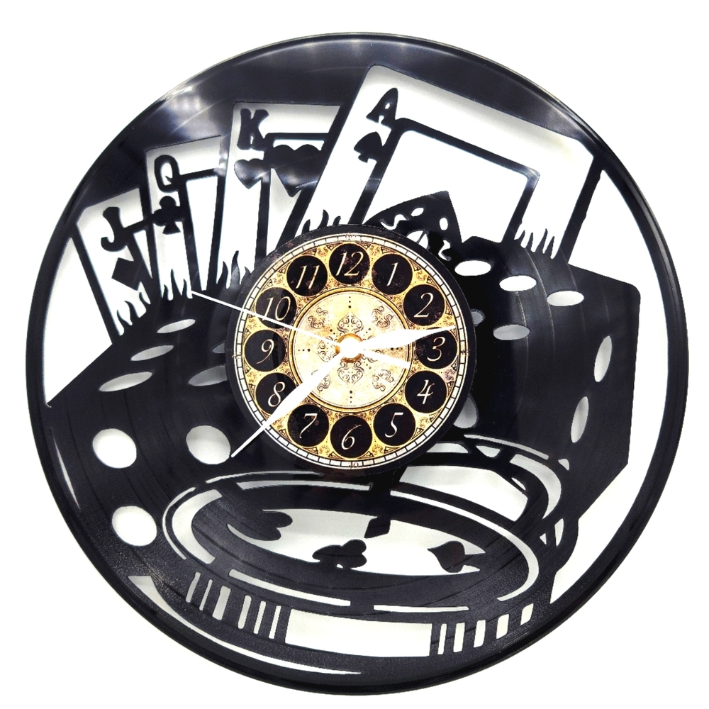 POKER vinyl record clock | casino wall art gift for office, Game room or mancave
